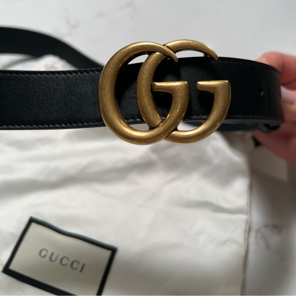 Authentic Gucci double G belt black/gold